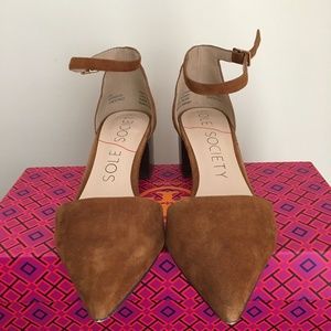 Sole Society Chestnut Suede Pumps - Katarina